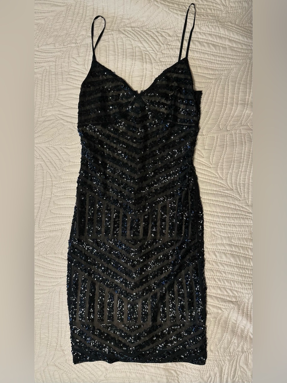 Express Black Sequin Mini Dress with V-Neck